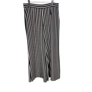 Lena Gabrielle Black White Pink Stripe Wide Leg High Rise Pants 14